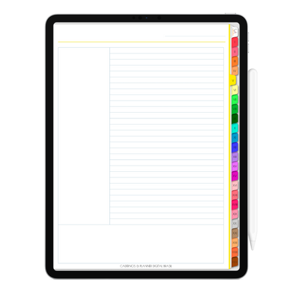 Caderno Digital Colors 24 Matérias. Página Cornell. Exclusivo para iPad e Tablet Android. Aplicativos de Anotação GoodNotes, Flexcil, Samsung Notes, Noteshelf. Lembretes Apple Calendar e Google Agenda. Páginas Estudos, Anotações, Resumos, Vida Acadêmica, Pautada, Pontilhada, Cronograma Estudos, Notas da Matéria, Coeficiente de Rendimento. Cadernos & Planner Digital Brasil