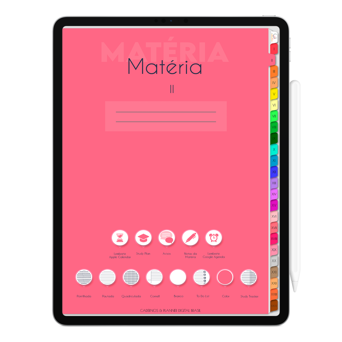 Caderno Digital Colors 24 Matérias Focus Line • Para iPad e Tablet Android • Download instantâneo