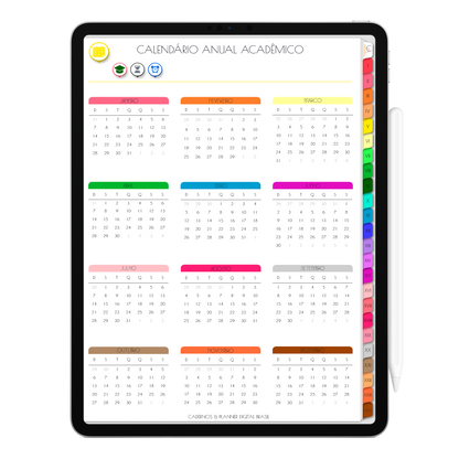 Caderno Digital Colors 24 Matérias Celestial Blue • Para iPad e Tablet Android • Download instantâneo