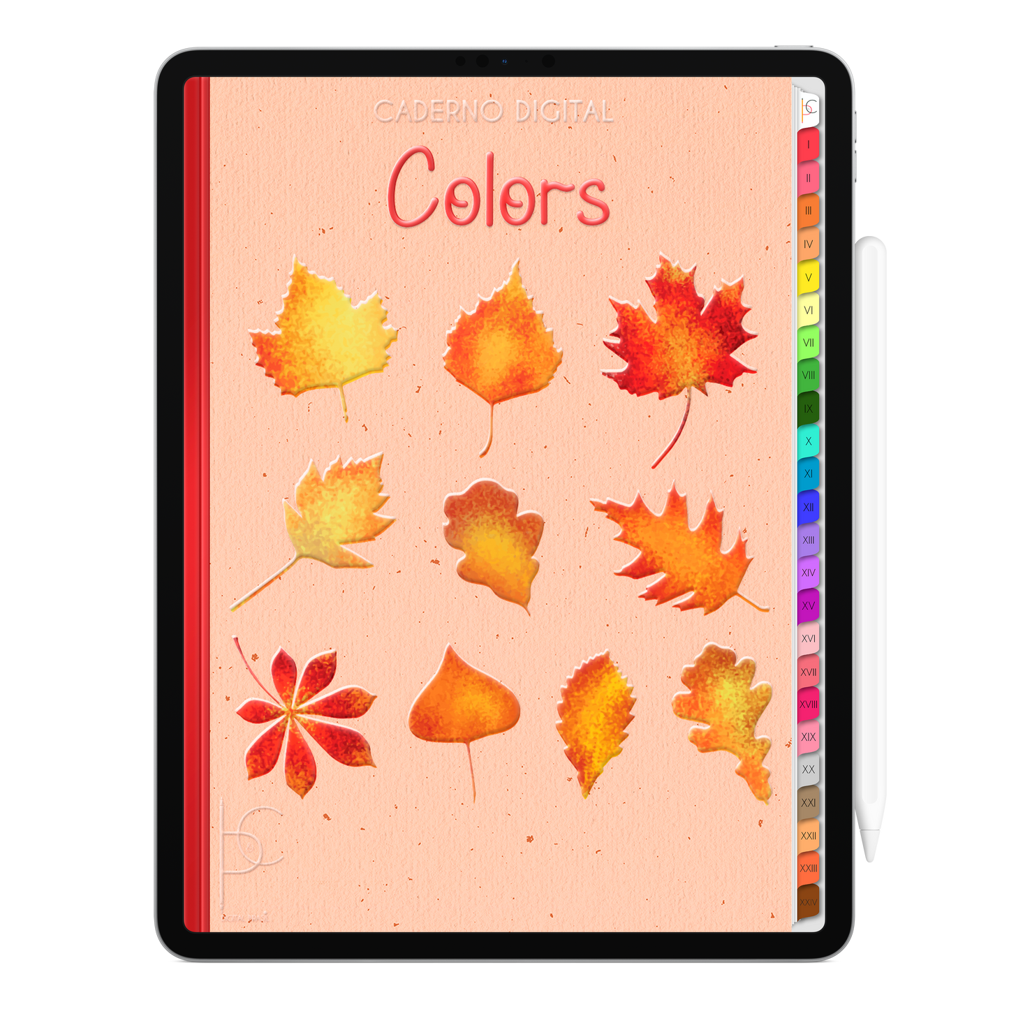 Caderno Digital Colors 24 Matérias Outono • Para iPad e Tablet Android • Download instantâneo