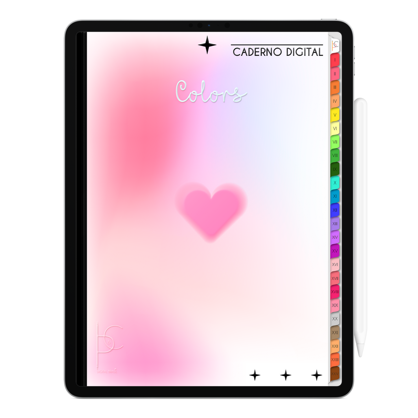 Caderno Digital Colors 24 Matérias Paz e Liberdade • Para iPad e Tablet Android • Download instantâneo