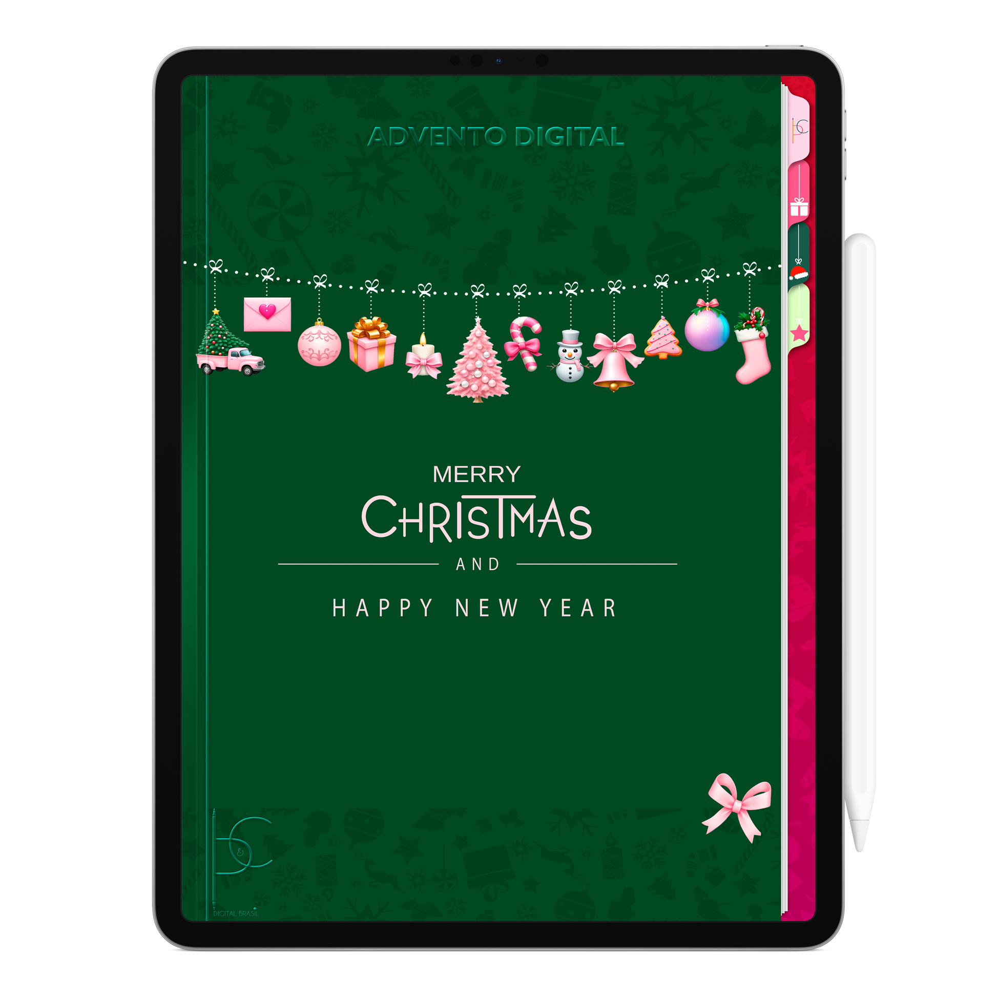 Imagem do Avento Digital Dezembro Doce com páginas diárias, mimos temáticos e espaço para registrar rituais que tornam dezembro mais leve e afetivo.