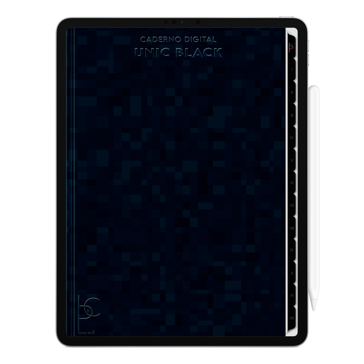 Caderno digital Unic Black da Cadernos & Planner Digital Brasil, com 12 matérias e páginas personalizáveis para uso em iPad e Android. Exclusivo para estudar e se planejar no iPad e tablets Android tablets da Samsung (TabS6 Lite, Tab S9 Fe, Tab S9 +, Galaxy Tab S10 Ultra · Galaxy Tab S10+, compatível com aplicativos de anotações digitais GoodNotes e Notein. Baixe grátis o Caderno Digital Gratuito. Faça o download do Planner Digital Grátis.