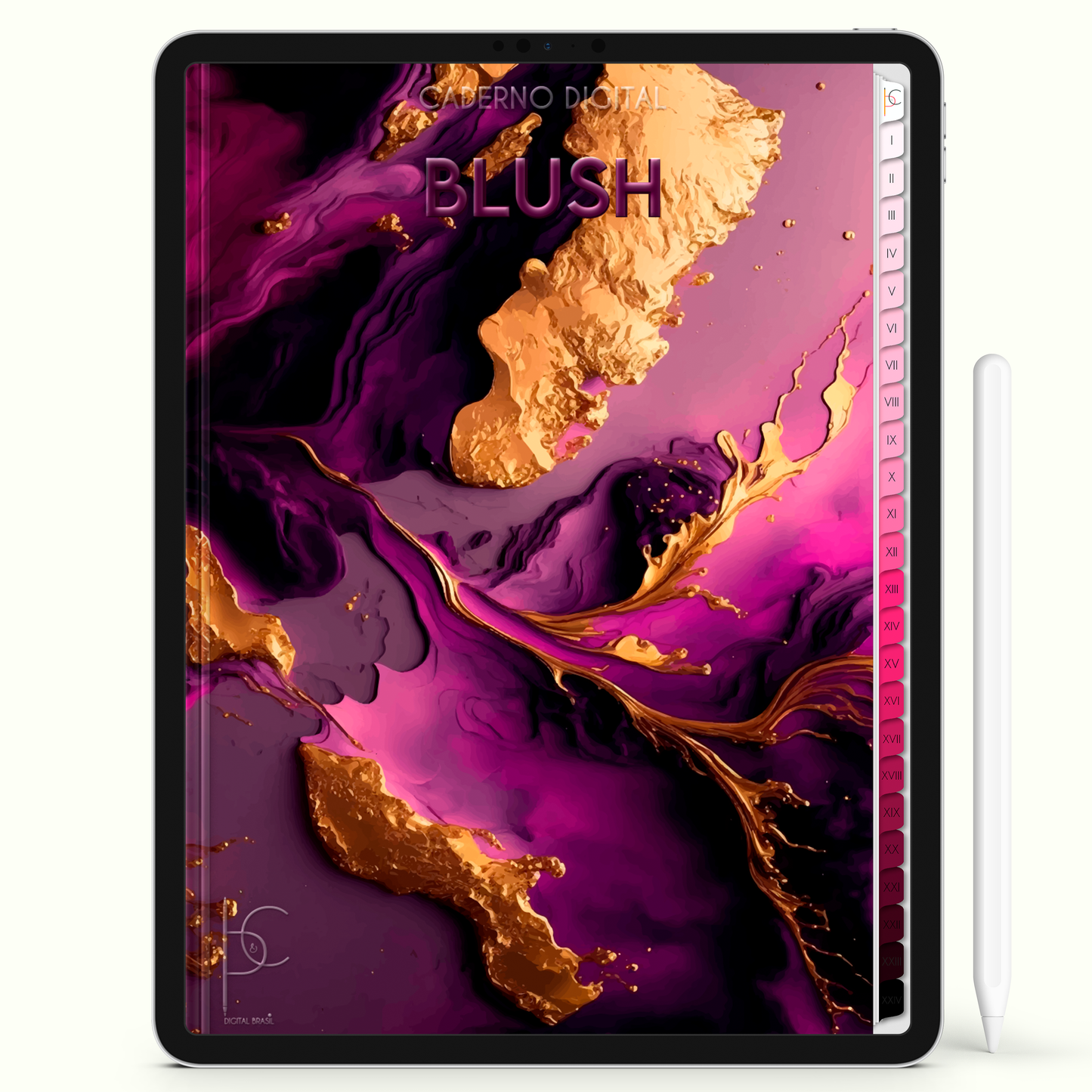 Caderno Digital Blush Deep Rose Serenity Rosa Profundo Serenidade 24 Matérias • iPad Tablet Android • Download instantâneo • Sustentável