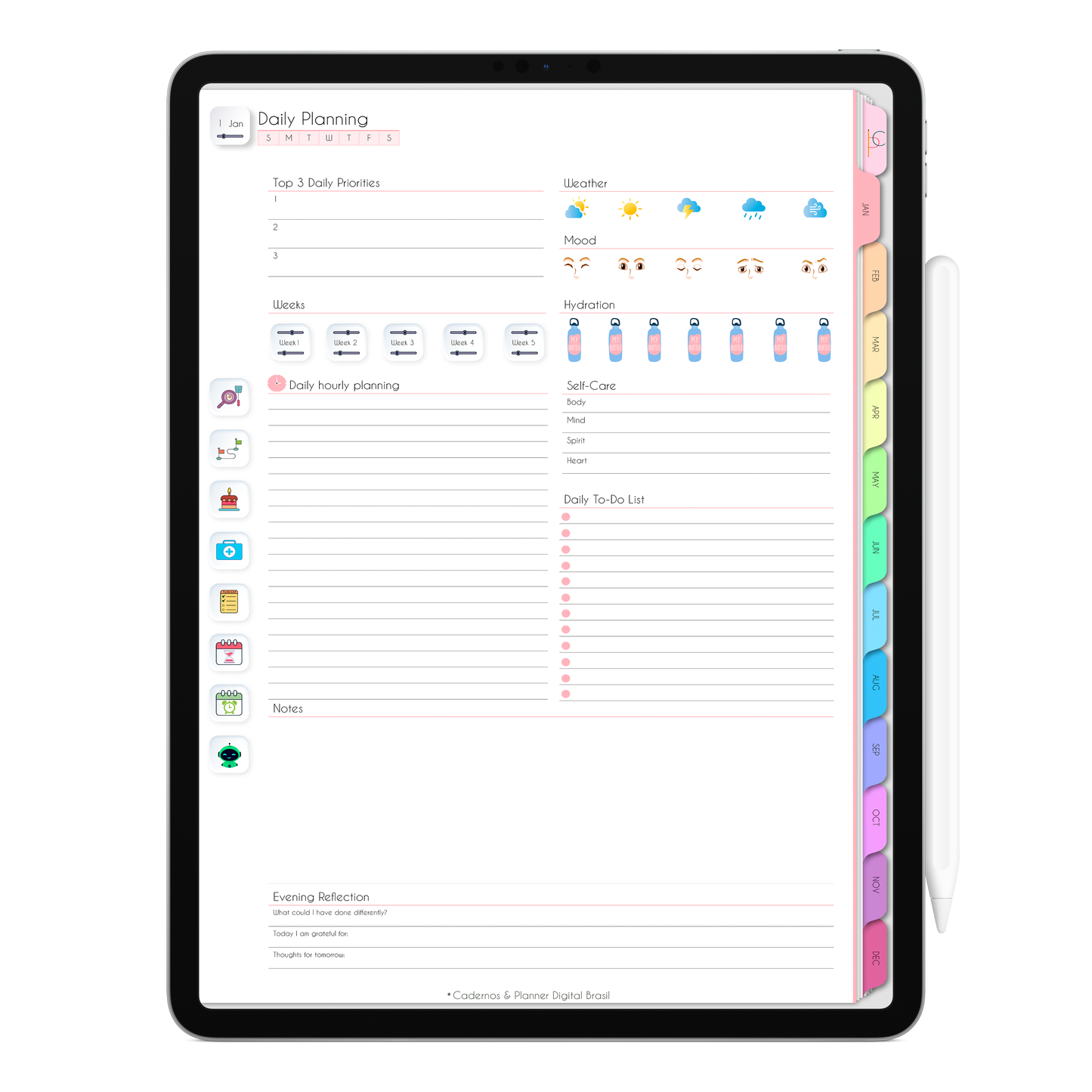 Interactive digital planner for iPad and tablet 2026 with vibrant design and planning pages for goals, schedule and tasks.