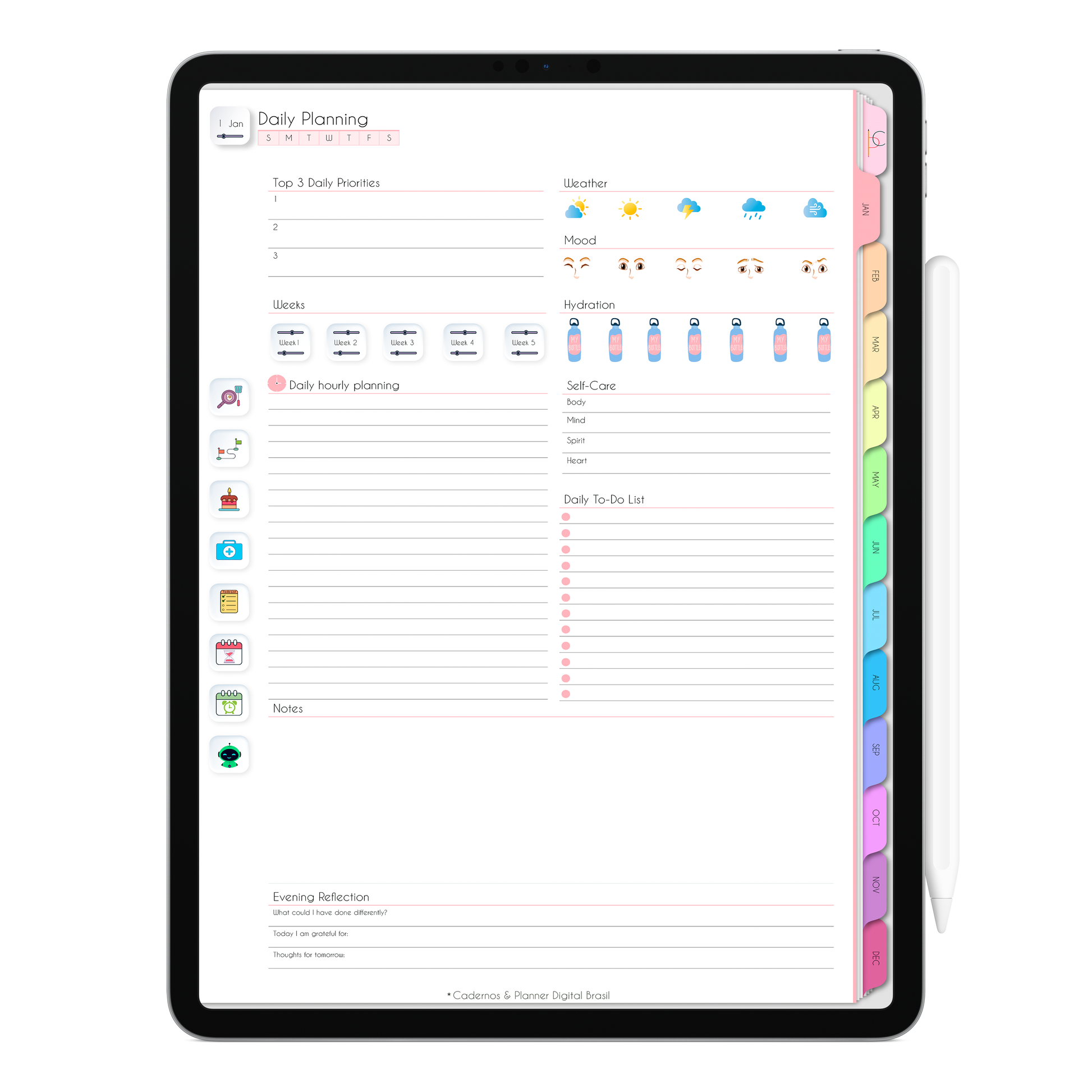 Interactive digital planner for iPad and tablet 2026 with vibrant design and planning pages for goals, schedule and tasks.