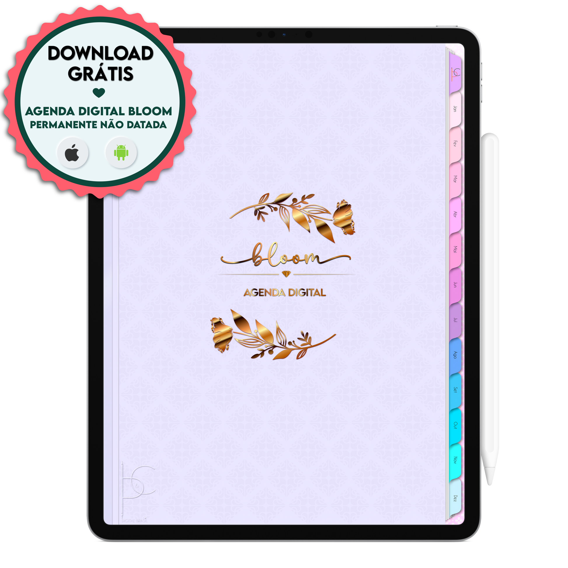 Download da Agenda Digital Gratuita Permanente Não Datada Bloom para agendamento mensal, semanal, diário, agenda de horários, agenda de clientes, gestão do caixa do dia, finanças. Exclusiva para Tablet Android e iPad.