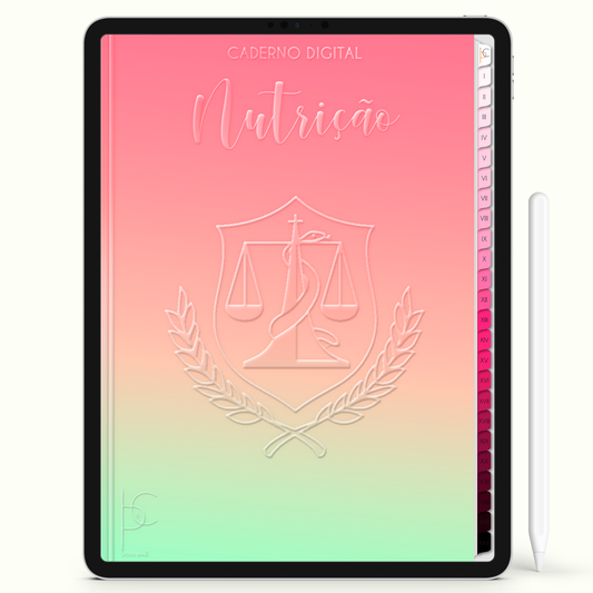 Caderno Digital Blush Nutri Nutrição 24 Matérias • iPad e Tablet Android • Download instantâneo • Sustentável