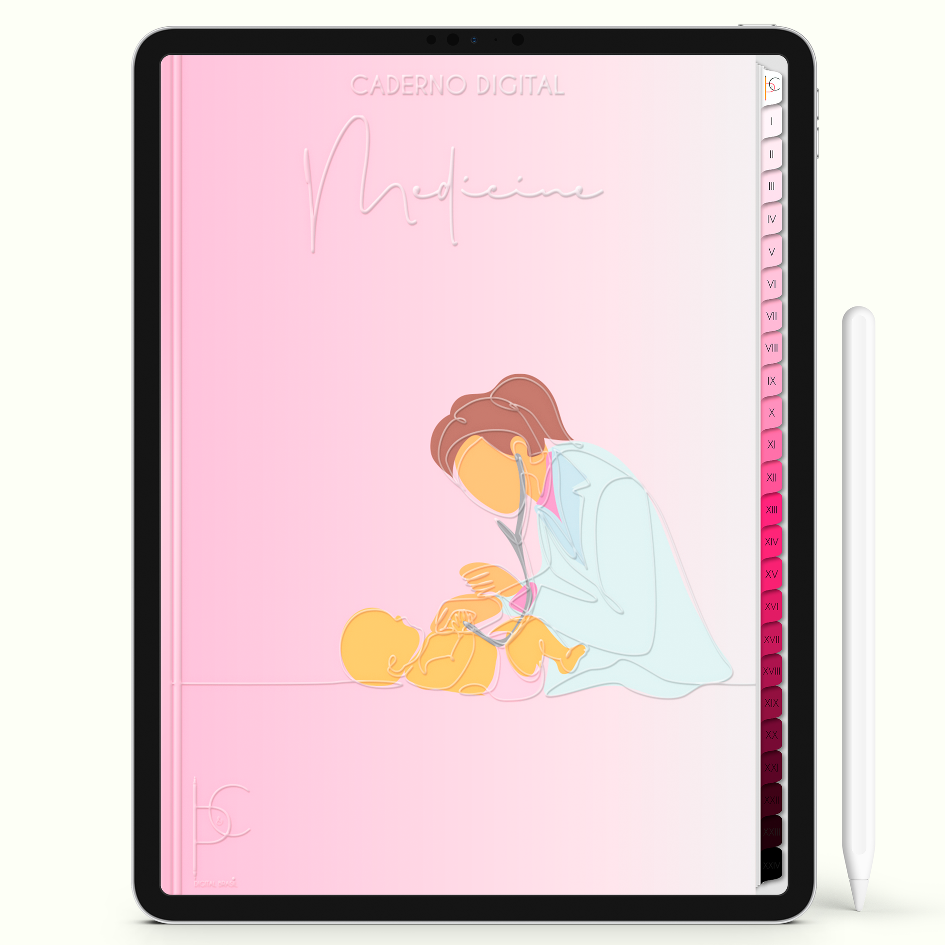 Caderno Digital Blush Escolhi Ser Pediatra 24 Matérias • iPad Tablet Android • Download instantâneo • Sustentável