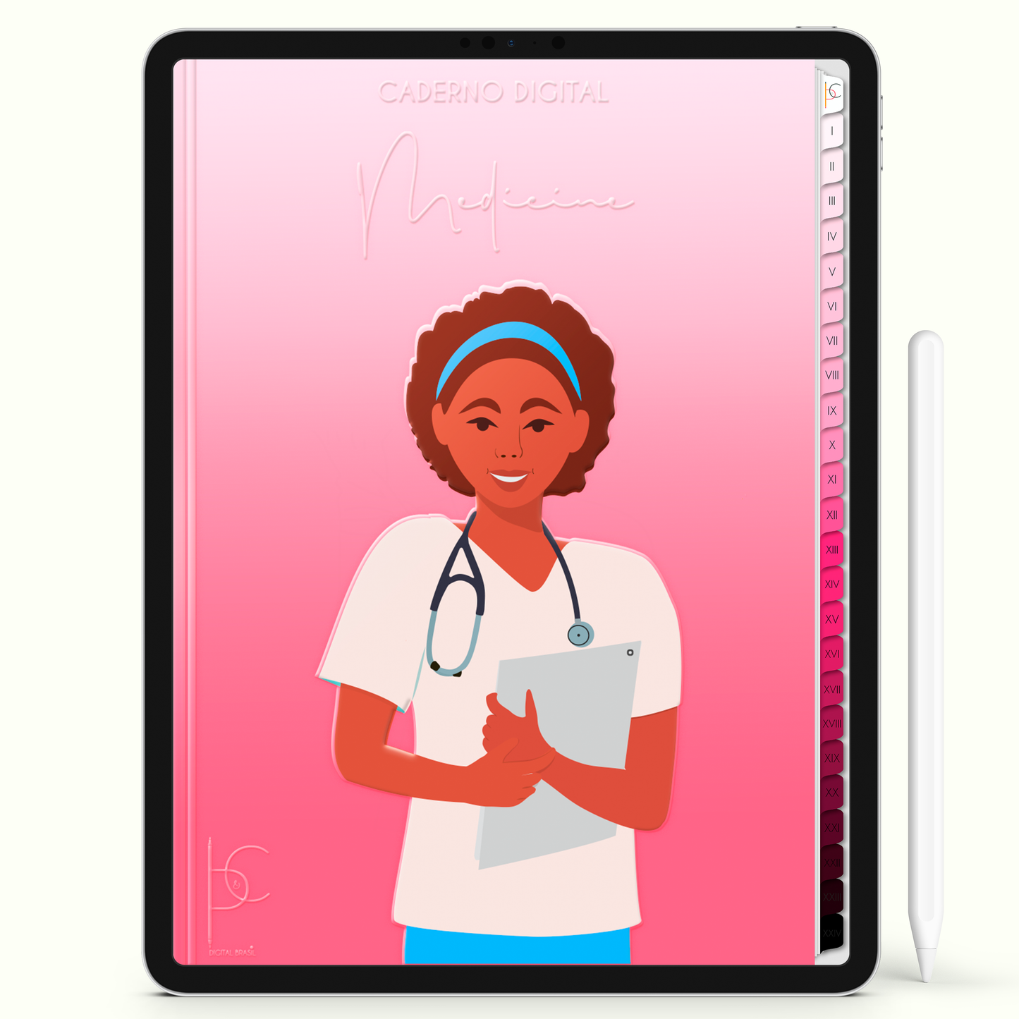 Caderno Digital Blush Eu Sou Médica 24 Matérias • iPad Tablet Android • Download instantâneo • Sustentável