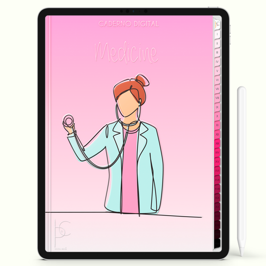 Caderno Digital Blush Feminine Notebook Medicina 24 Matérias • iPad Tablet Android • Download instantâneo • Sustentável