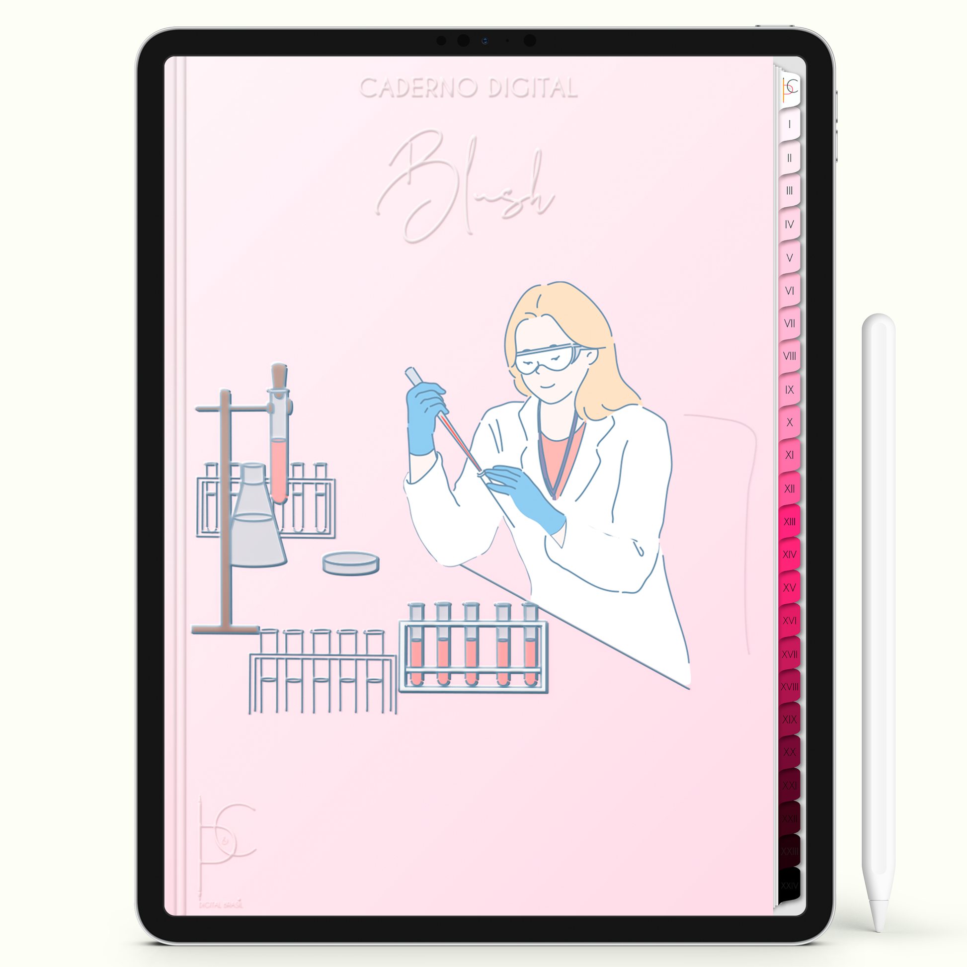 Caderno Digital Blush Feminine Estudante Medicina 24 Matérias • iPad Tablet Android • Download instantâneo • Sustentável