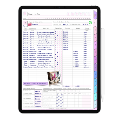 Agenda Digital Permanente para Empreendedoras e Profissionais, Fluxo de Caixa do Dia para registro de entradas e saídas, exclusiva para Tablet e iPad. Agenda para Psicólogas, Terapeutas, Psicanalistas, Agendamento de Clientes, Organização da Agenda, Google Calendar, Apple Calendar.