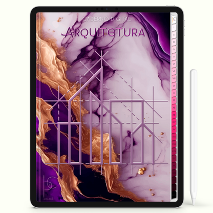 Caderno Digital Blush Arquitetura Golden Lines 24 Matérias • iPad e Tablet Android • Download instantâneo • Sustentável
