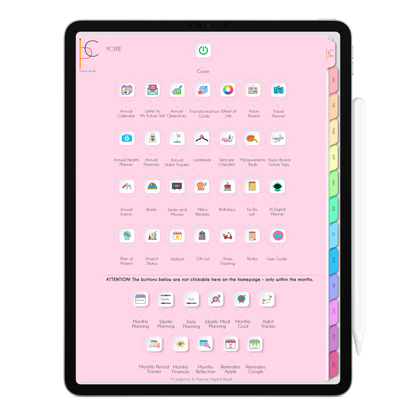 2026 Life In Colors digital planner displayed on iPad with vibrant layout, weekly and monthly planning pages for digital productivity.