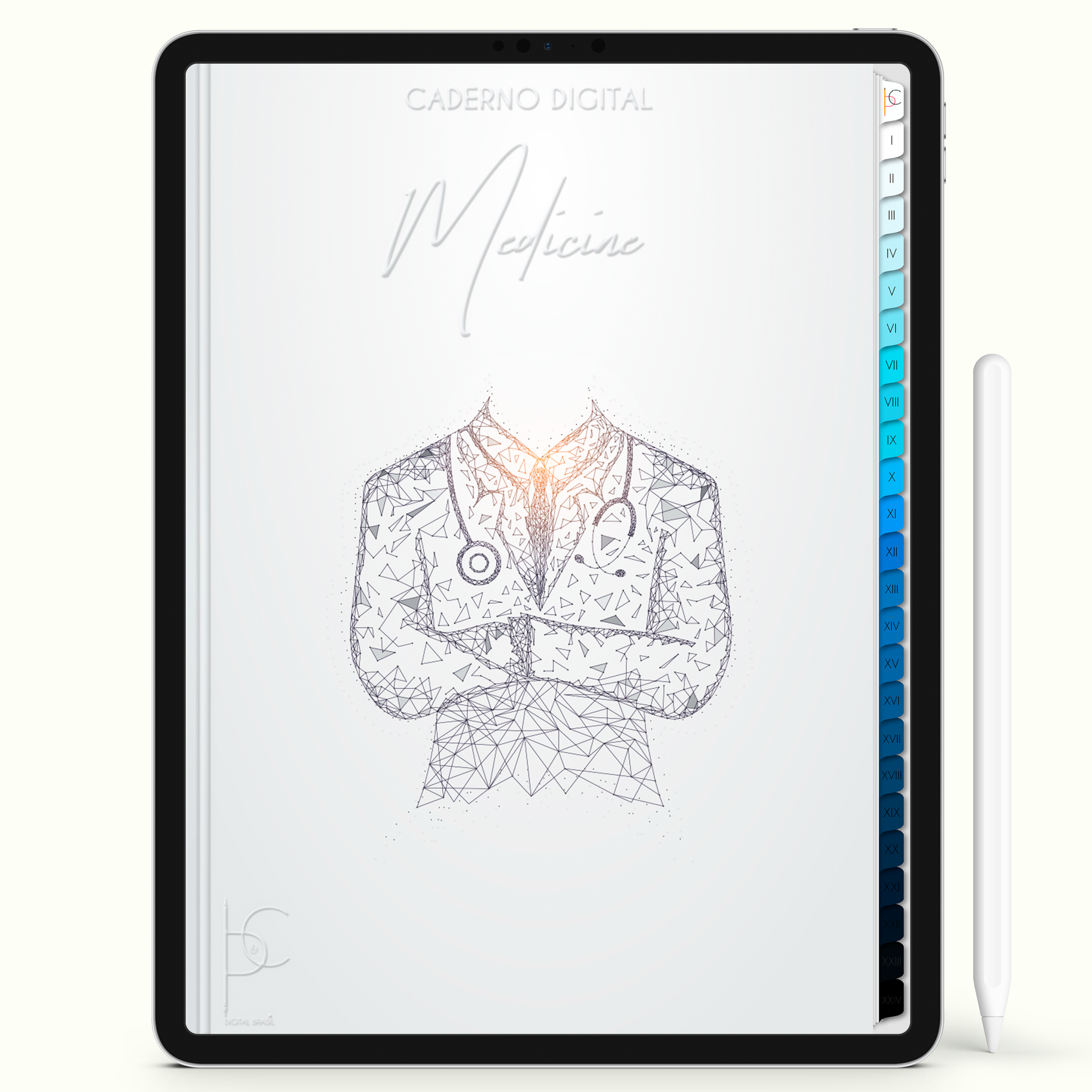 Caderno Digital Blue Medicina I am a Doctor 24 Matérias • Para iPad Tablet Android • Download instantâneo • Sustentável