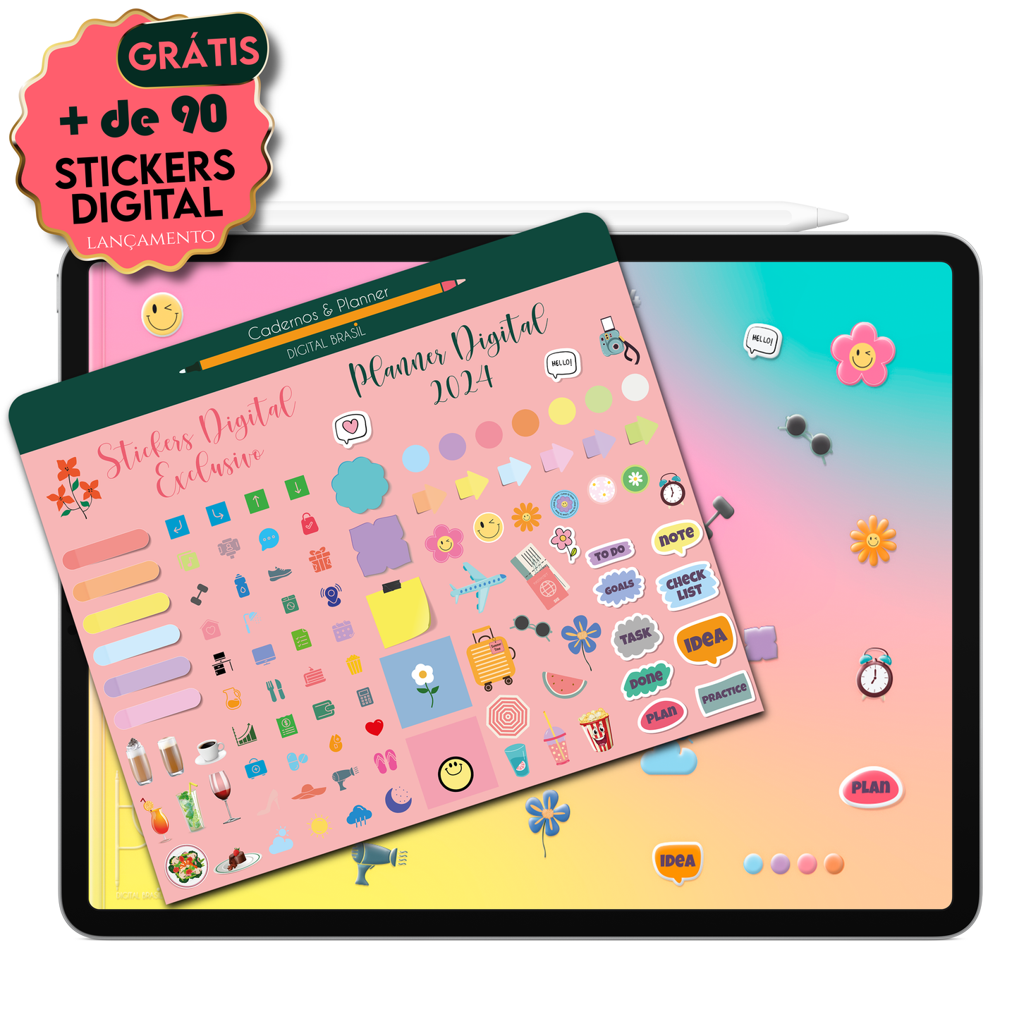 Planner Digital Horizontal Life In Colors 2024 Summer Voando Alto • Para iPad e Tablet Android • Download Instantâneo • Sustentável