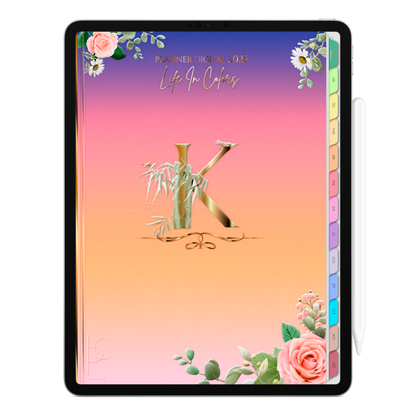 Planner Digital Vertical Life In Colors 2025 Inicial K pt-BR • Para iPad e Tablet Android • Download Imediato