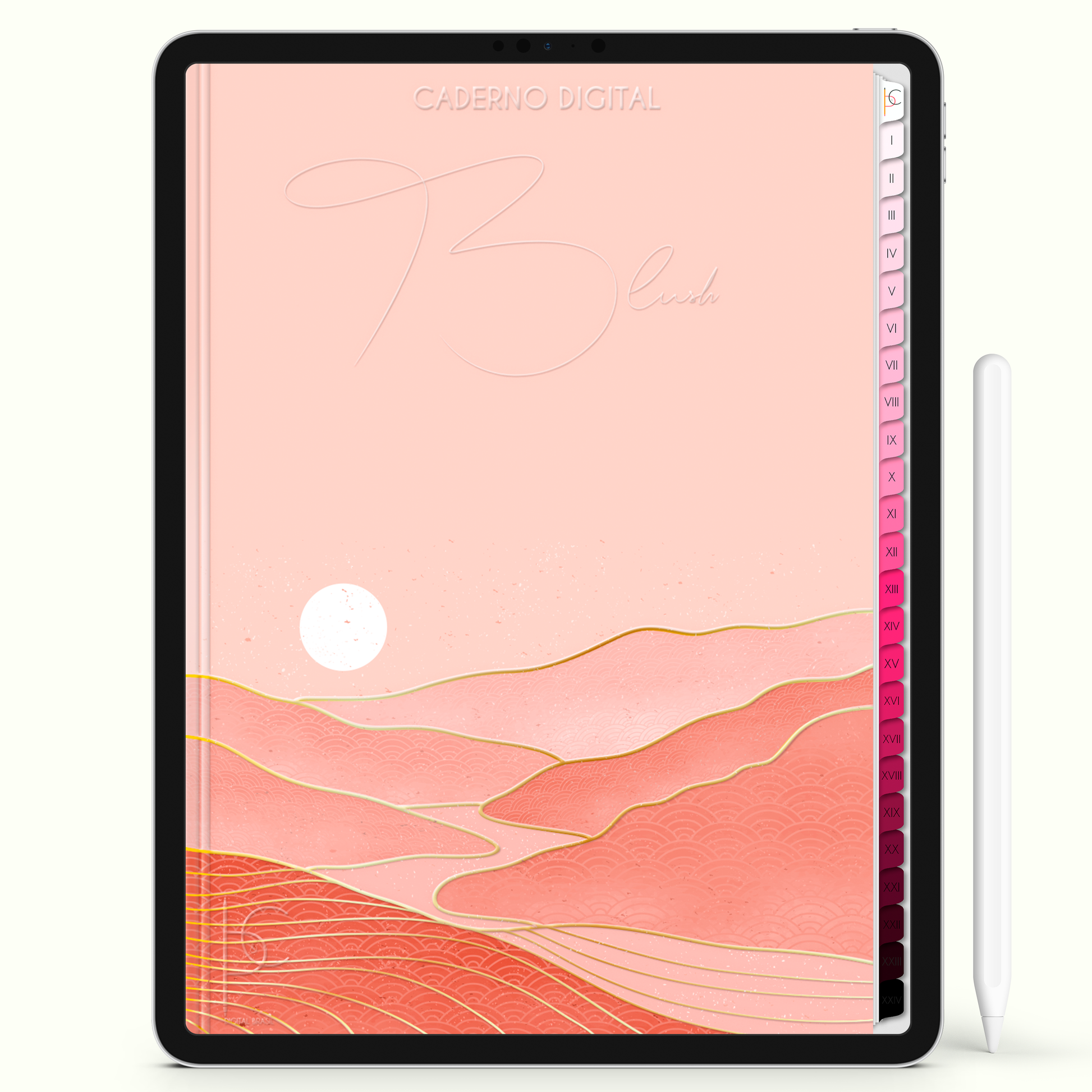 Caderno Digital Blush Love Minimal 24 Matérias • iPad e Tablet Android • Download instantâneo • Sustentável