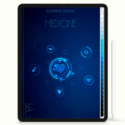 Caderno Digital 24 Matérias - Medicina, para ipad e tablet android. Cadernos & Planner Digital Brasil