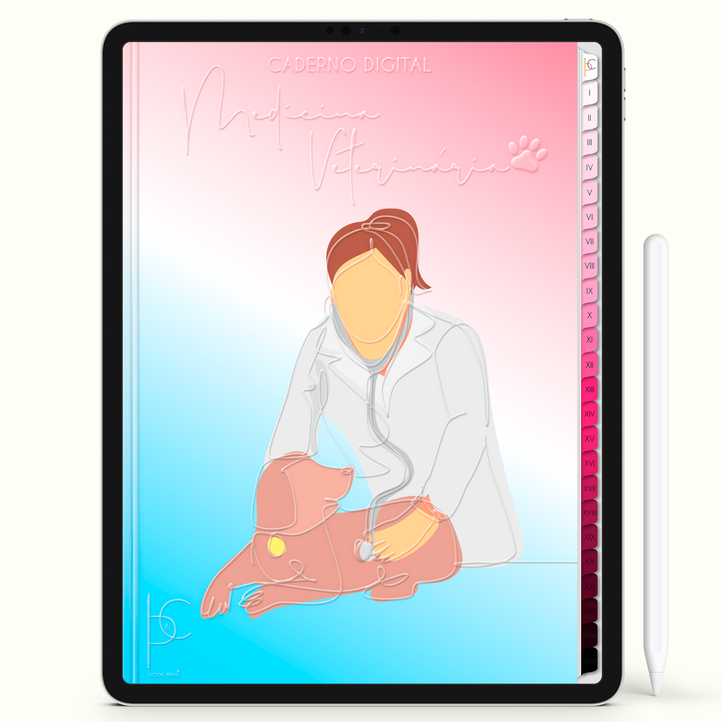 Caderno Digital Blush Med Vet Medicina Veterinária 24 Matérias • iPad e Tablet Android • Download instantâneo • Sustentável