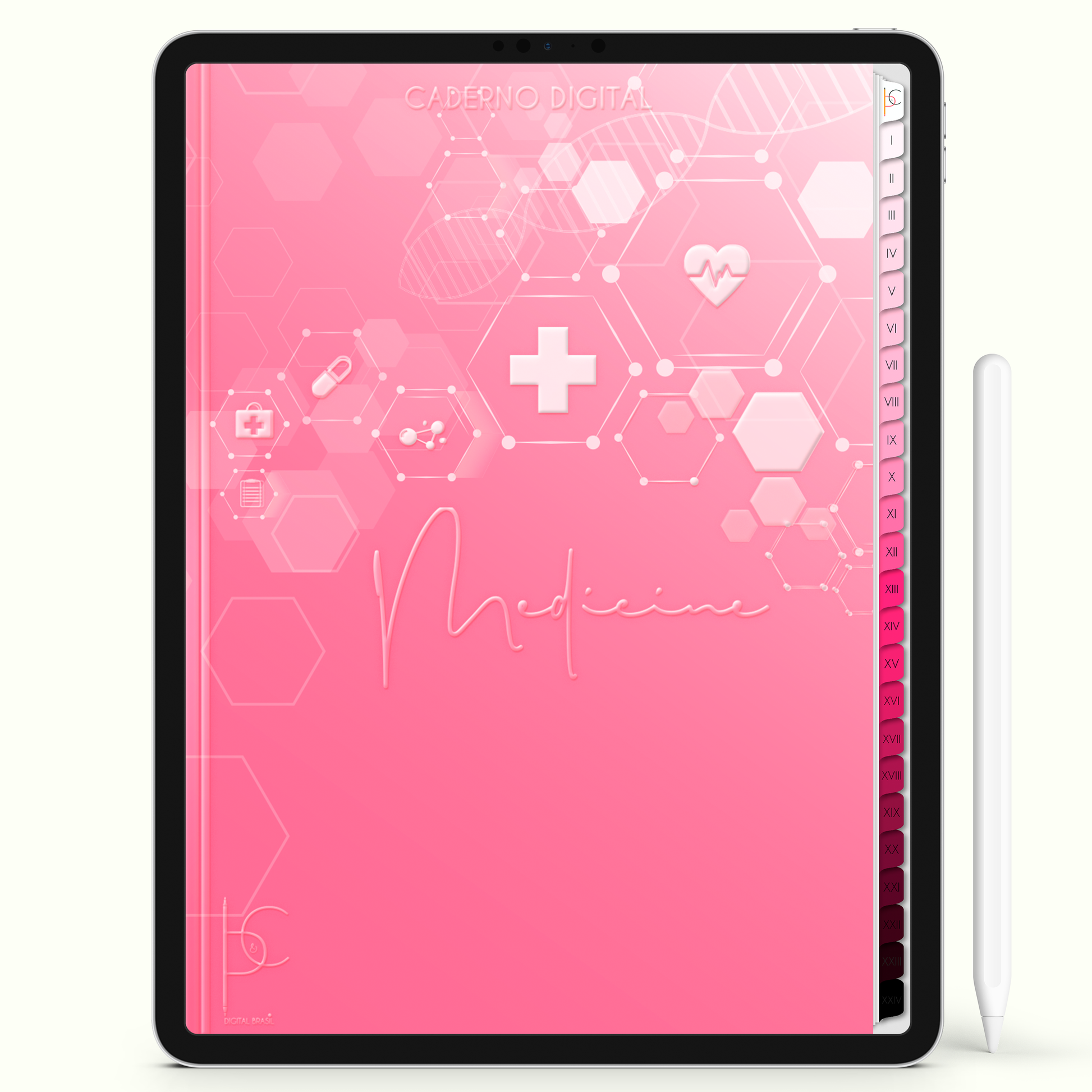 Caderno Digital Blush Medicina Medical Insights 24 Matérias • iPad e Tablet Android • Download instantâneo • Sustentável
