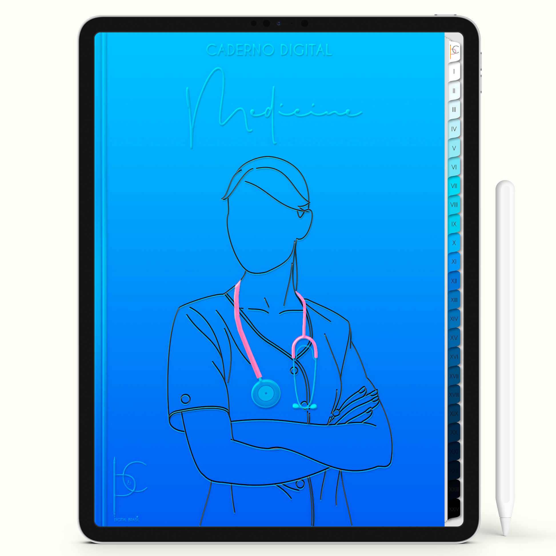 Caderno Digital 24 Matérias - Medicina, para ipad e tablet android. Cadernos & Planner Digital Brasil