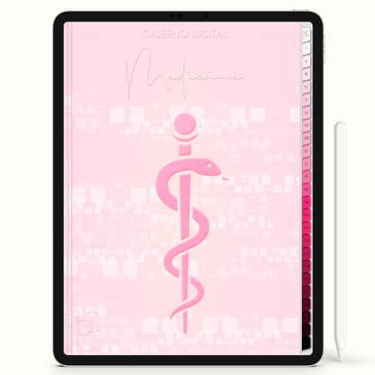 Caderno Digital Blush Medicina Med 24 Matérias • iPad e Tablet Android • Download instantâneo • Sustentável