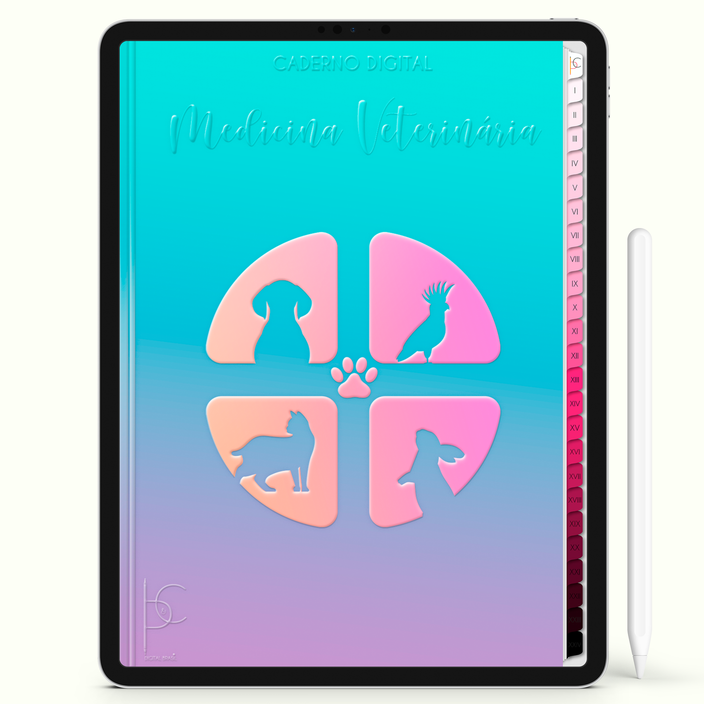 Caderno Digital Blush Medicina Veterinária Med Vet 24 Matérias • iPad e Tablet Android • Download instantâneo • Sustentável
