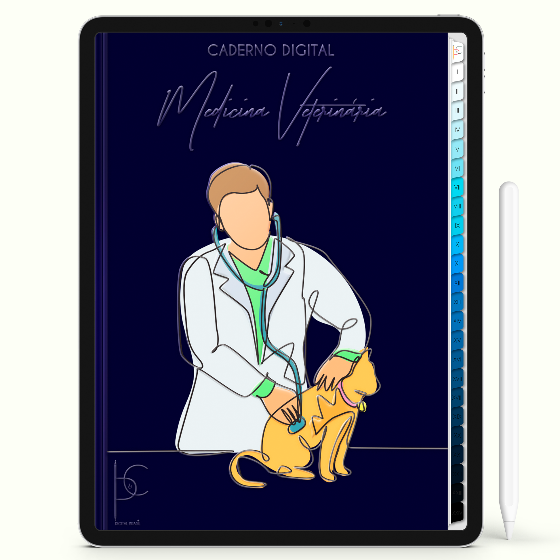 Caderno Digital 24 Matérias - Medicina Veterinária, para ipad e tablet android. Cadernos & Planner Digital Brasil