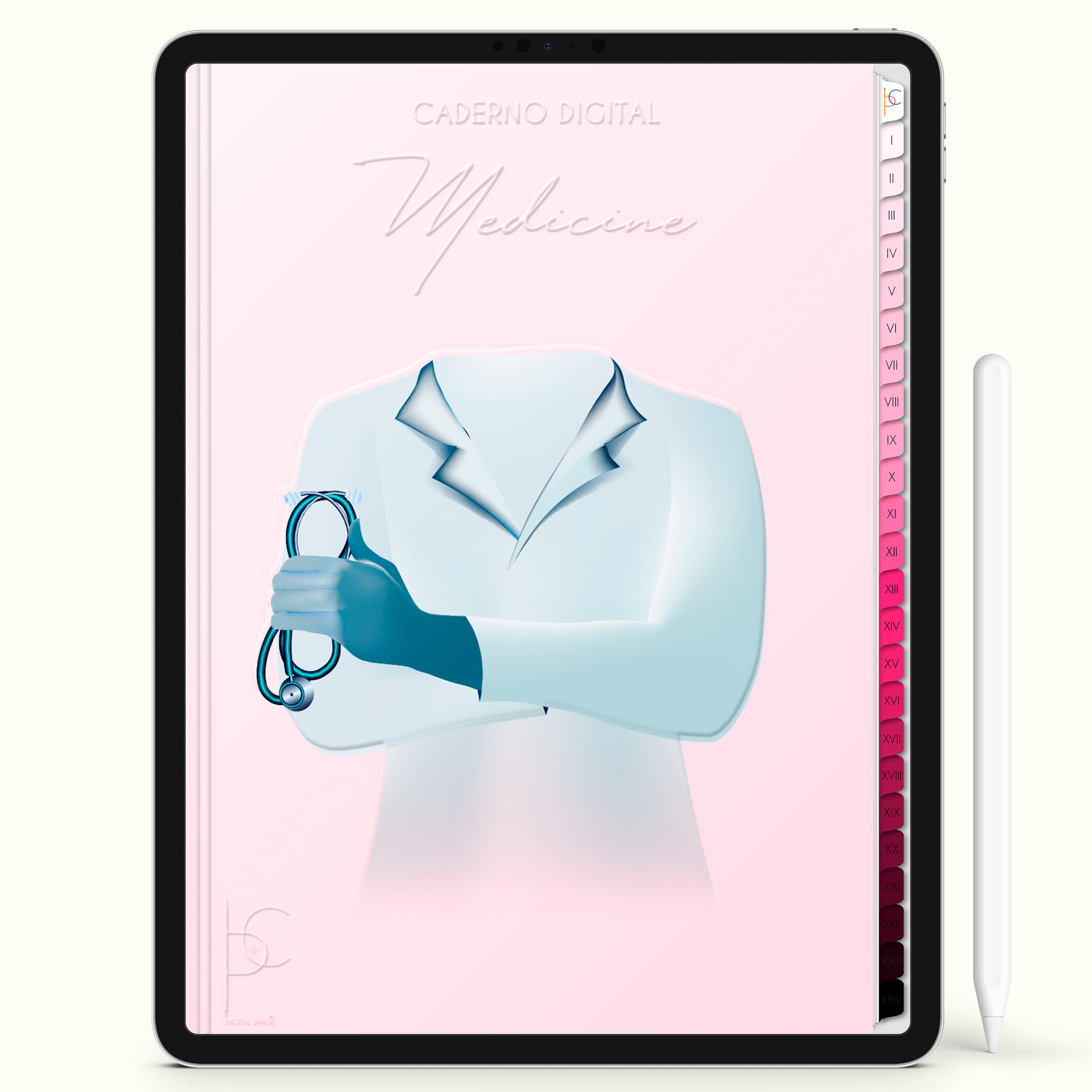 Caderno Digital Blush Medicine Doctor 24 Matérias • iPad e Tablet Android • Download instantâneo • Sustentável
