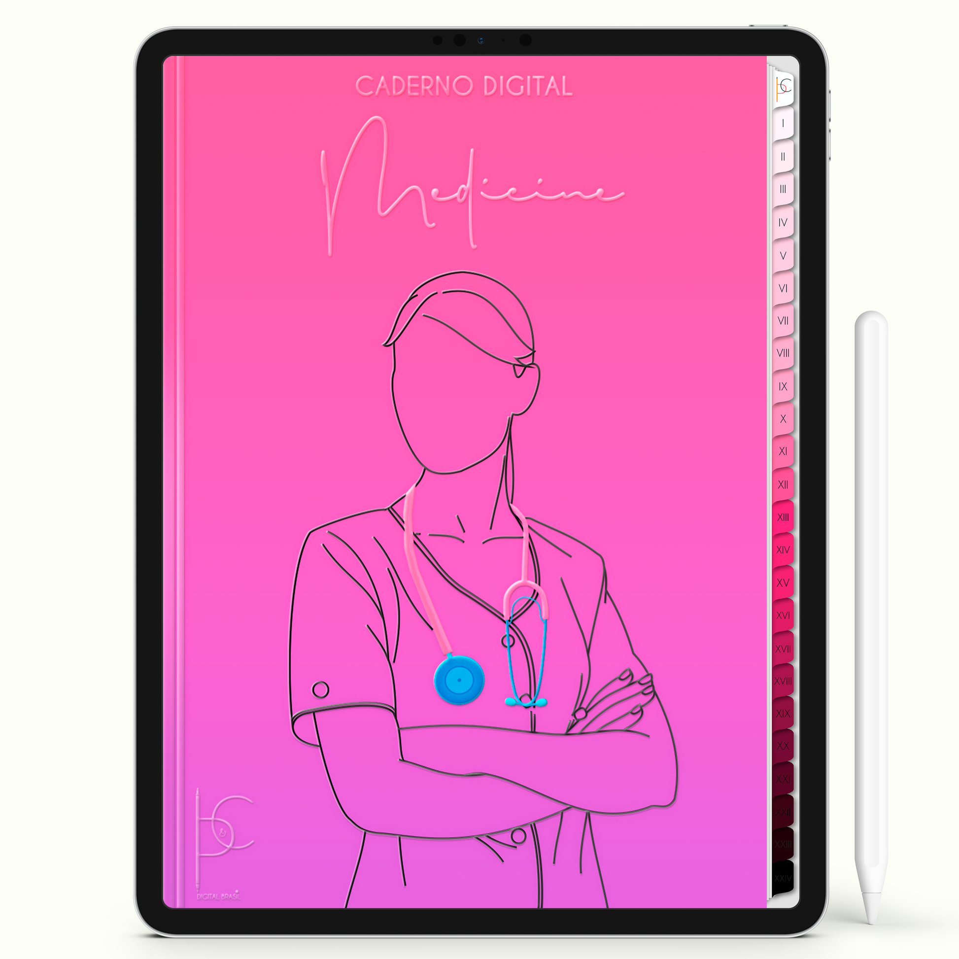 Caderno Digital Blush Medicine Med Love Medicina 24 Matérias • iPad e Tablet Android • Download instantâneo • Sustentável