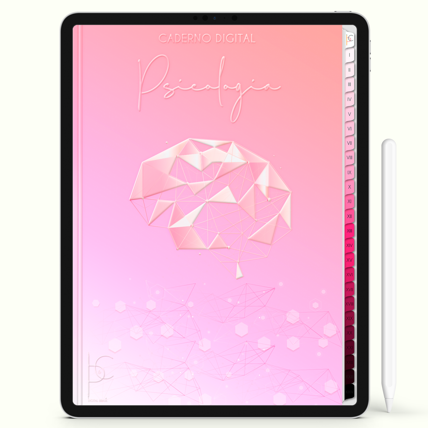 Caderno Digital Blush Mindful Psych Notes 24 Matérias • iPad e Tablet Android • Download instantâneo • Sustentável