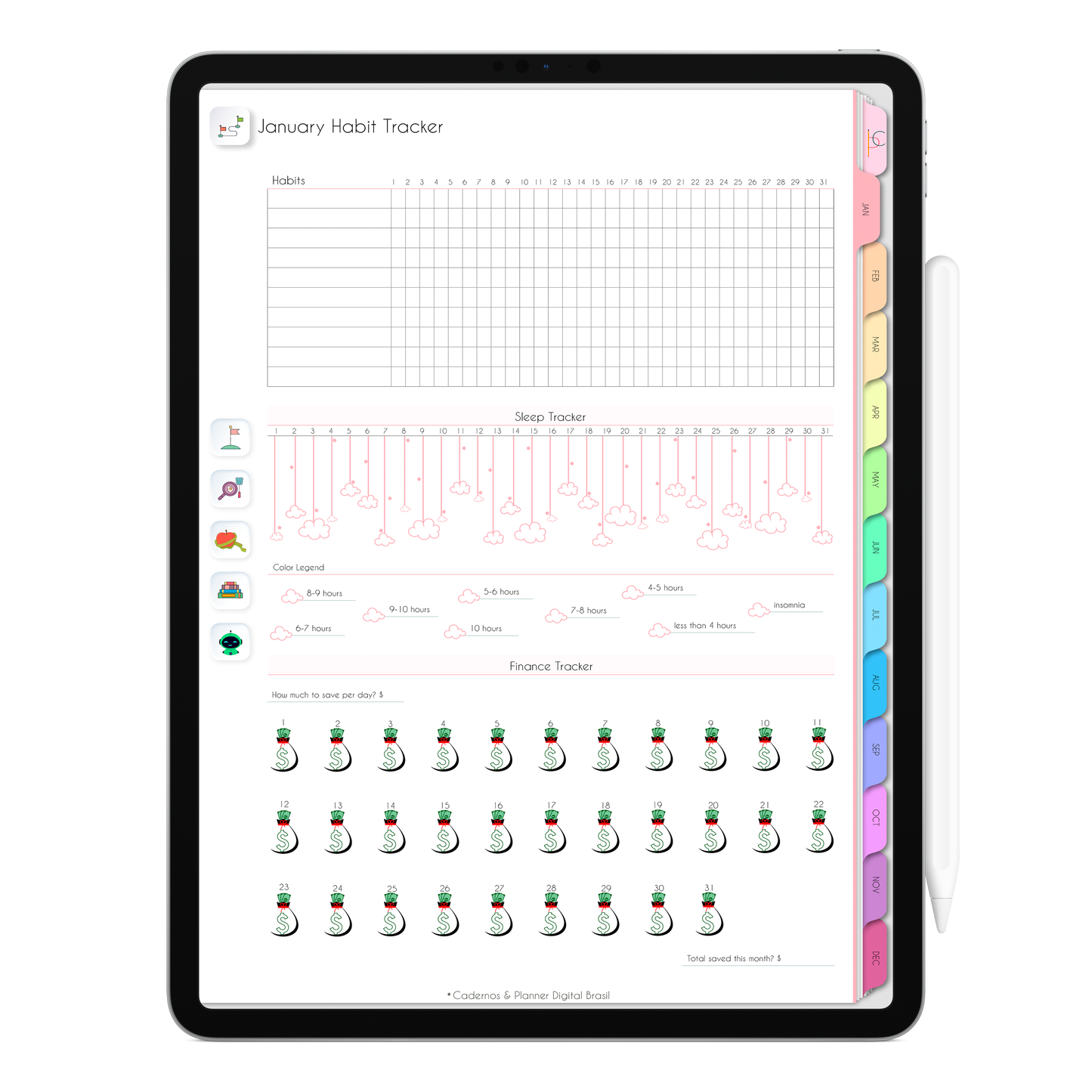 Colorful Life In Colors digital planner 2026 displayed on iPad with structured weekly planner and productivity pages.