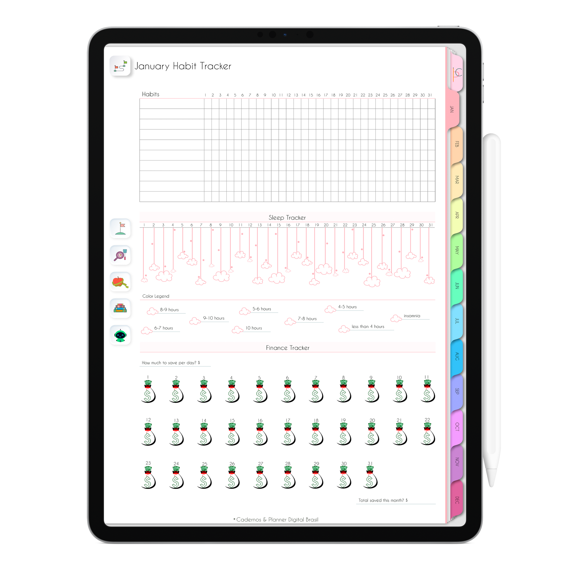 Colorful Life In Colors digital planner 2026 displayed on iPad with structured weekly planner and productivity pages.