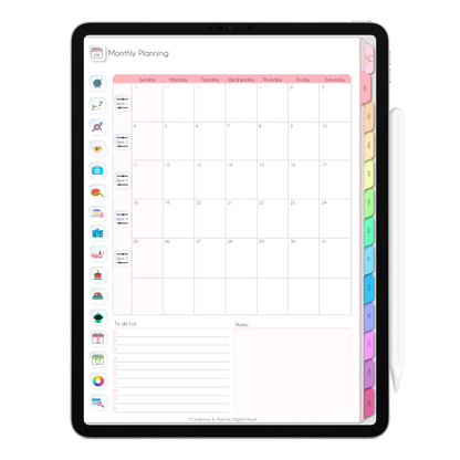 Digital planner 2026 Life In Colors open on tablet showing interactive tabs and structured planning layout.