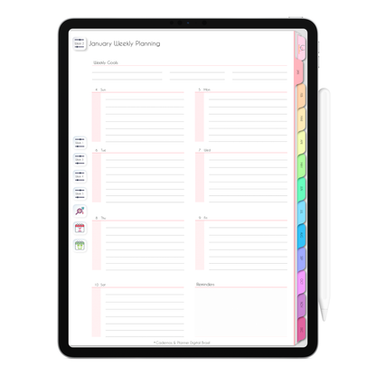 Life In Colors 2026 planner for GoodNotes and iPad featuring colorful dashboards and digital productivity tools.
