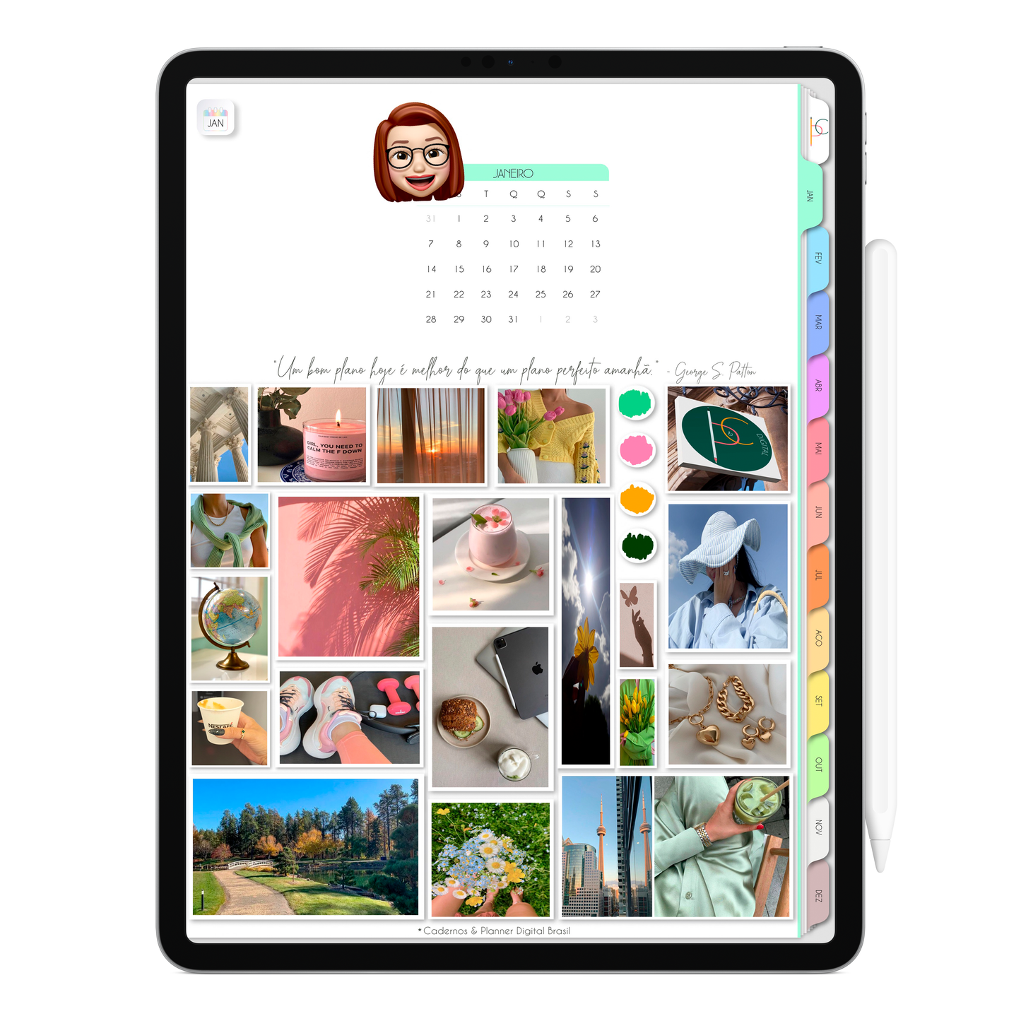 Planner Digital Vertical Life In Colors 2024 Cristal • Para iPad e Tablet Android • Download Instantâneo • Sustentável