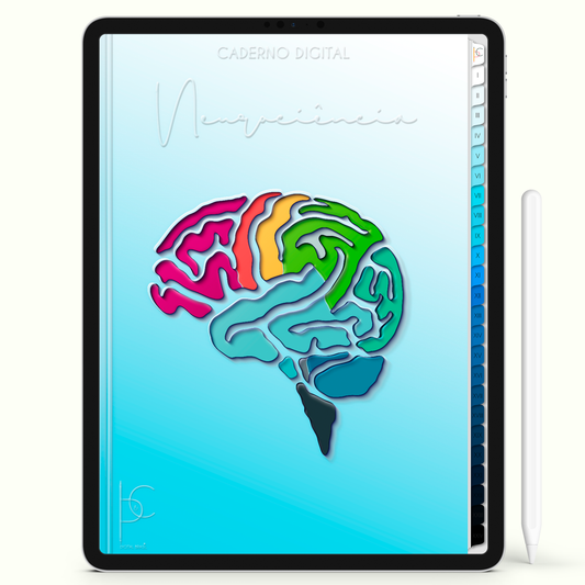 Caderno Digital 24 Matérias - Neurociência, para ipad e tablet android. Cadernos & Planner Digital Brasil