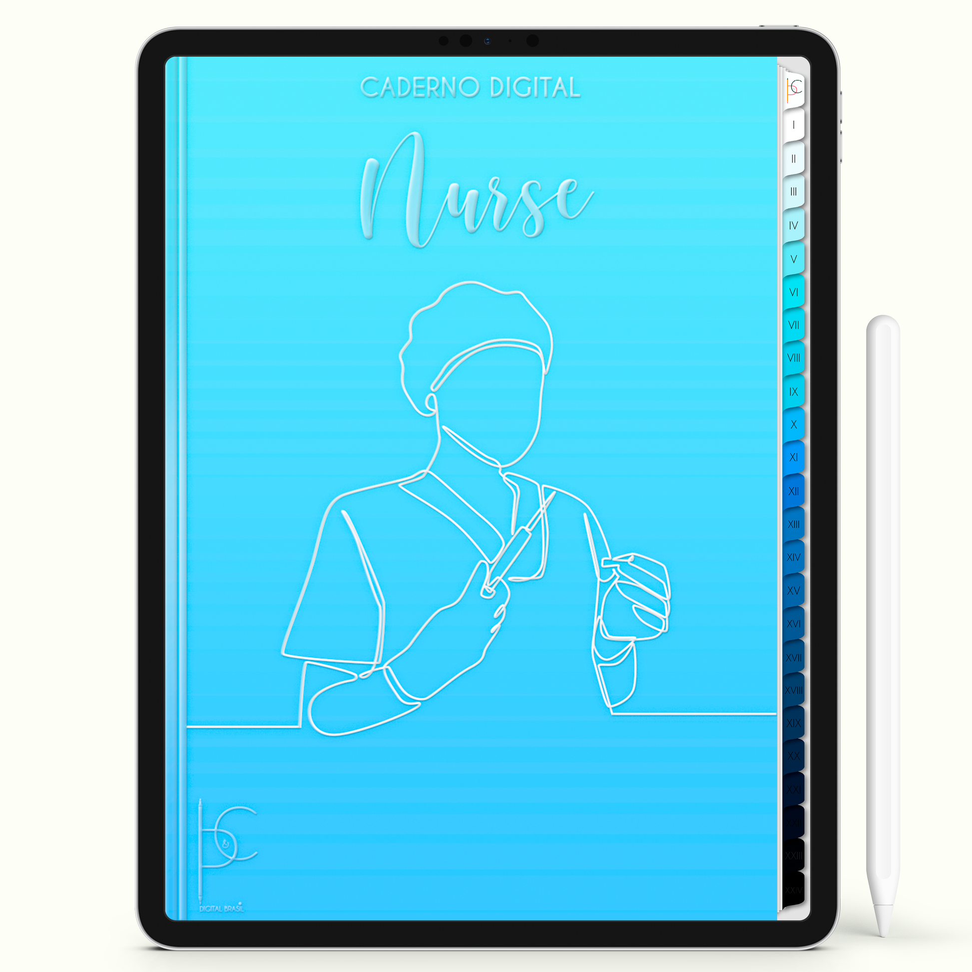 Caderno Digital 24 Matérias - Enfermagem, para ipad e tablet android. Cadernos & Planner Digital Brasil