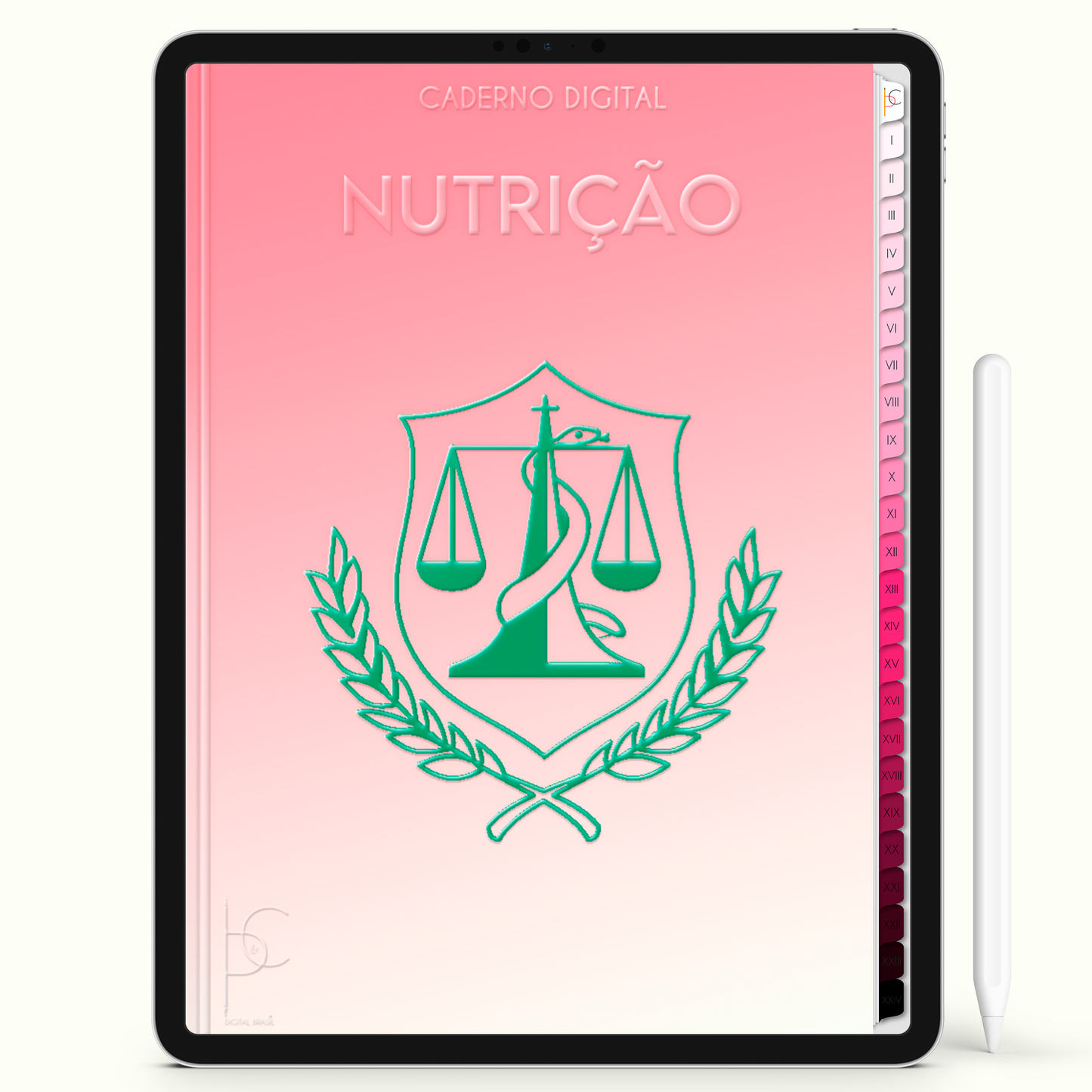 Caderno Digital Blush Escolhi Nutrição com Amor 24 Matérias • iPad e Tablet Android • Download instantâneo • Sustentável