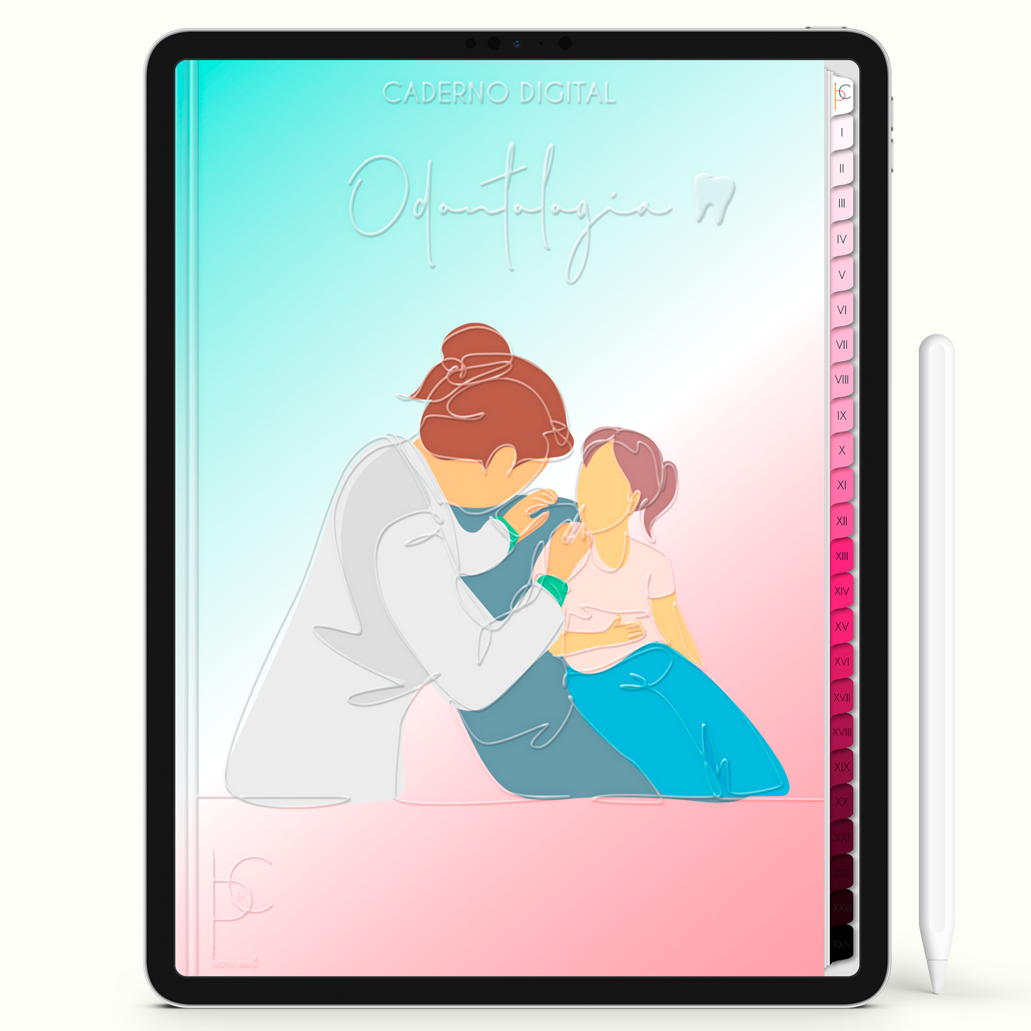 Caderno Digital Blush Odontologia Odonto Love 24 Matérias • iPad e Tablet Android • Download instantâneo • Sustentável