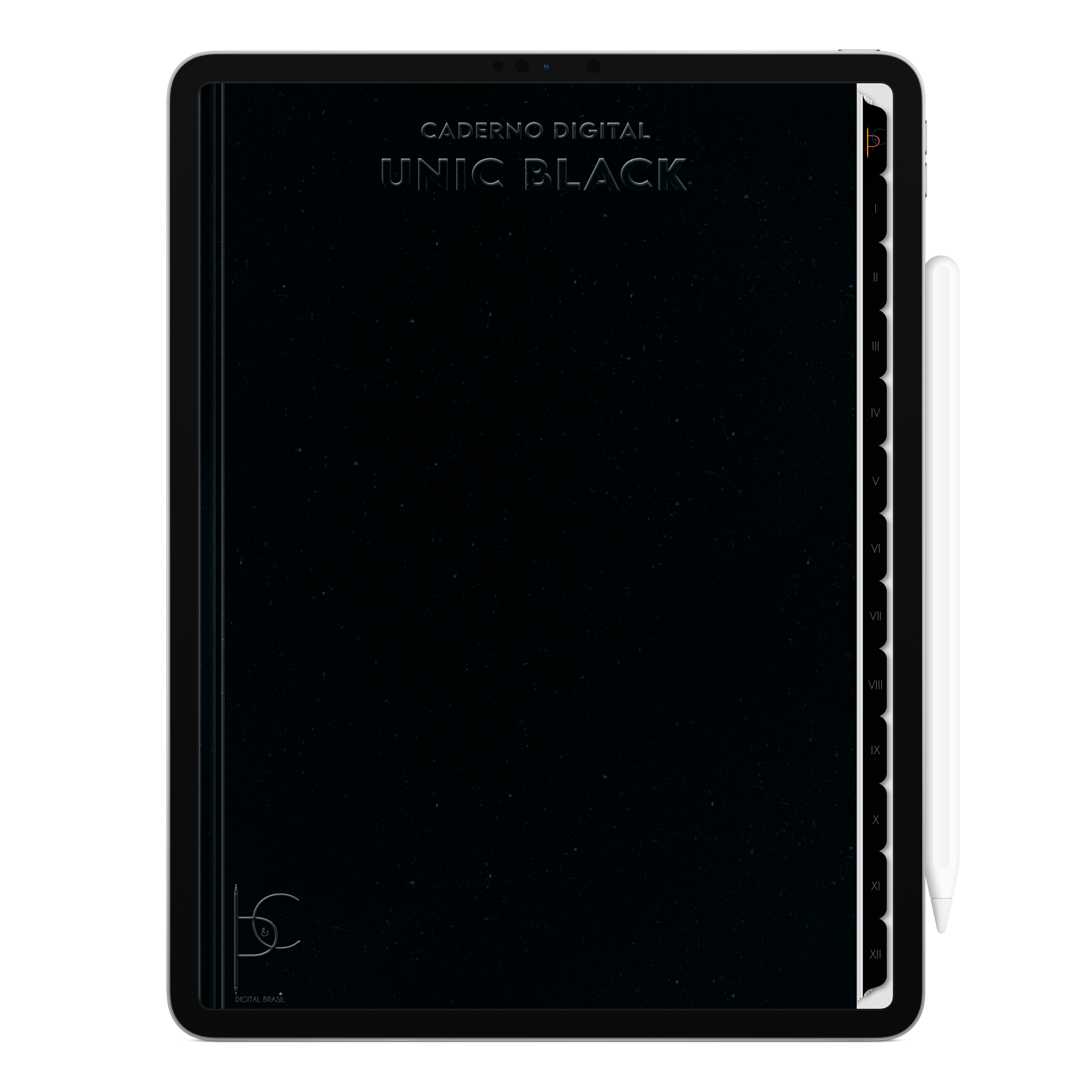 Caderno digital Unic Black da Cadernos & Planner Digital Brasil, com to do list e páginas pautadas, pontilhadas, black pautada, Cornell para estudos e produtividade diária. Exclusivo para estudar e se planejar no iPad e tablets Android tablets da Samsung (TabS6 Lite, Tab S9 Fe, Tab S9 +, Galaxy Tab S10 Ultra · Galaxy Tab S10+, compatível com aplicativos de anotações digitais GoodNotes e Notein. Baixe grátis o Caderno Digital Gratuito. Faça o download do Planner Digital Grátis.