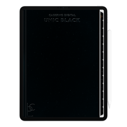 Caderno digital Unic Black da Cadernos & Planner Digital Brasil, com to do list e páginas pautadas, pontilhadas, black pautada, Cornell para estudos e produtividade diária. Exclusivo para estudar e se planejar no iPad e tablets Android tablets da Samsung (TabS6 Lite, Tab S9 Fe, Tab S9 +, Galaxy Tab S10 Ultra · Galaxy Tab S10+, compatível com aplicativos de anotações digitais GoodNotes e Notein. Baixe grátis o Caderno Digital Gratuito. Faça o download do Planner Digital Grátis.