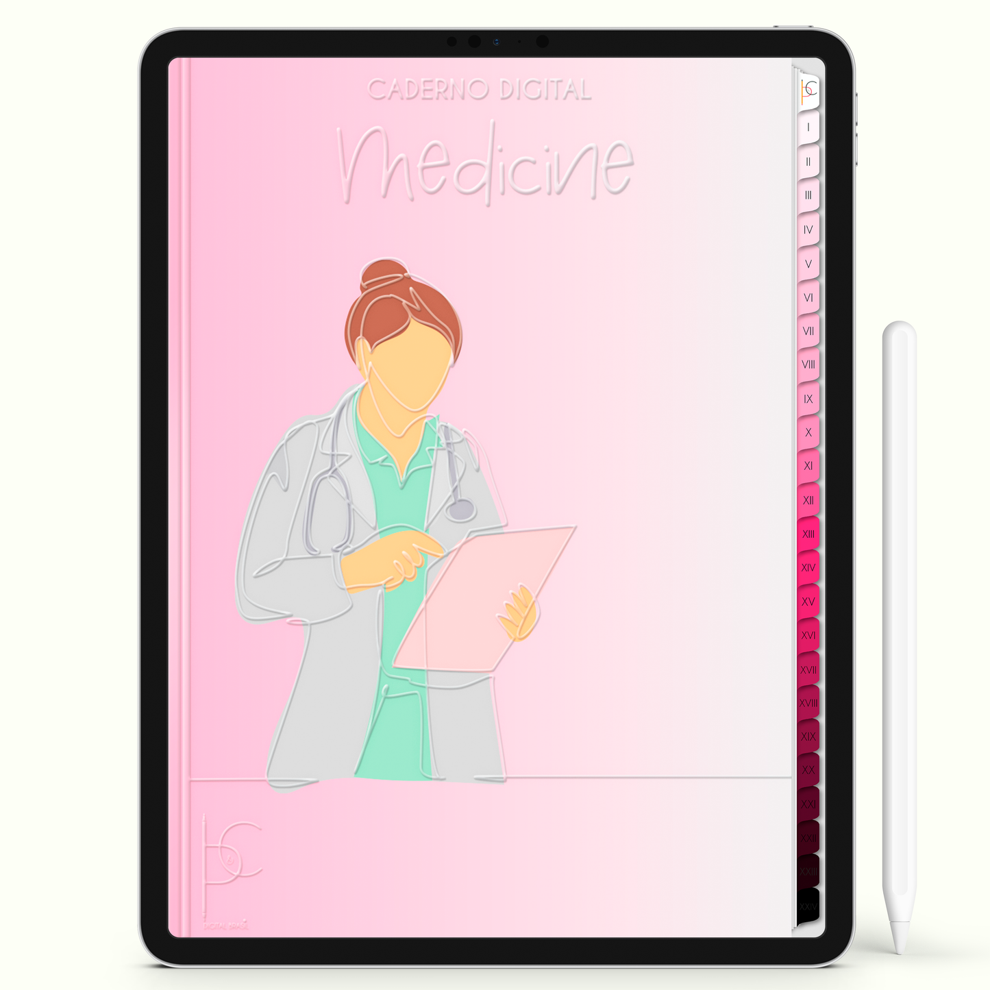 Caderno Digital Blush Anotações Vida em Medicina 24 Matérias • iPad e Tablet Android • Download instantâneo • Sustentável