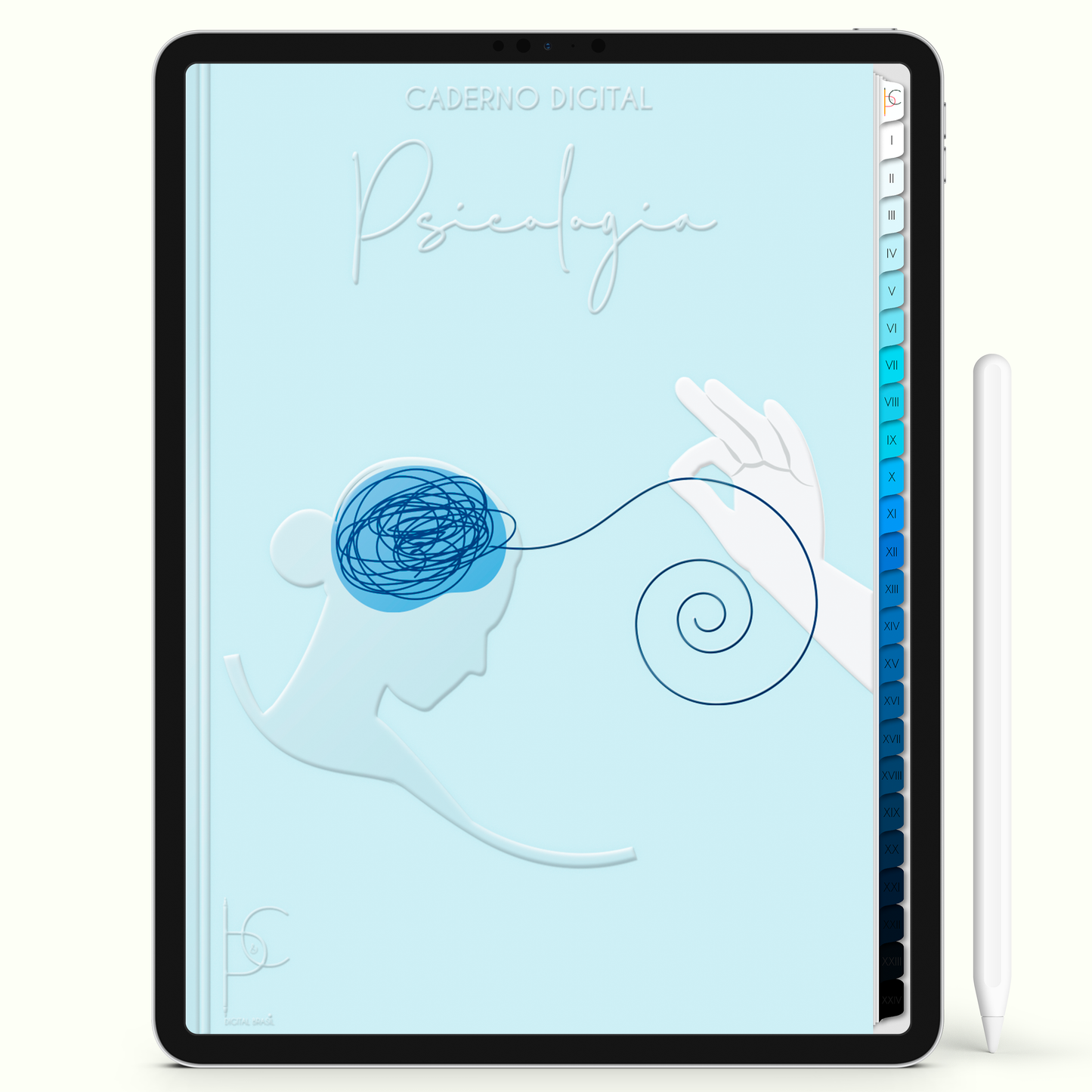 Caderno Digital 24 Matérias - Psicologia, para ipad e tablet android. Cadernos & Planner Digital Brasil