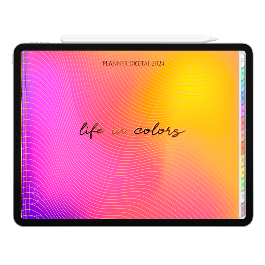 Planner Digital Horizontal Life In Colors 2024 Energy • Para iPad e Tablet Android • Download Instantâneo • Sustentável
