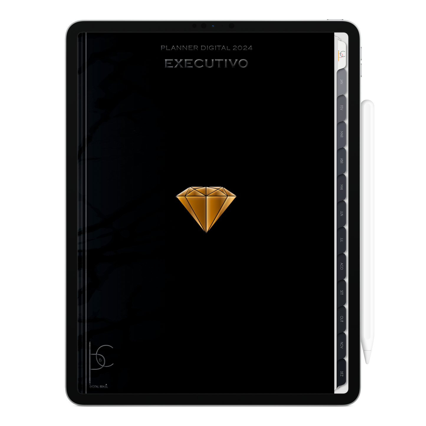 Planner Digital Vertical Executivo 2024 Diamante • Para iPad e Tablet Android • Download Instantâneo • Sustentável