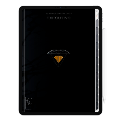 Planner Digital Vertical Executivo 2024 Diamond Gold • Para iPad e Tablet Android • Download Instantâneo • Sustentável