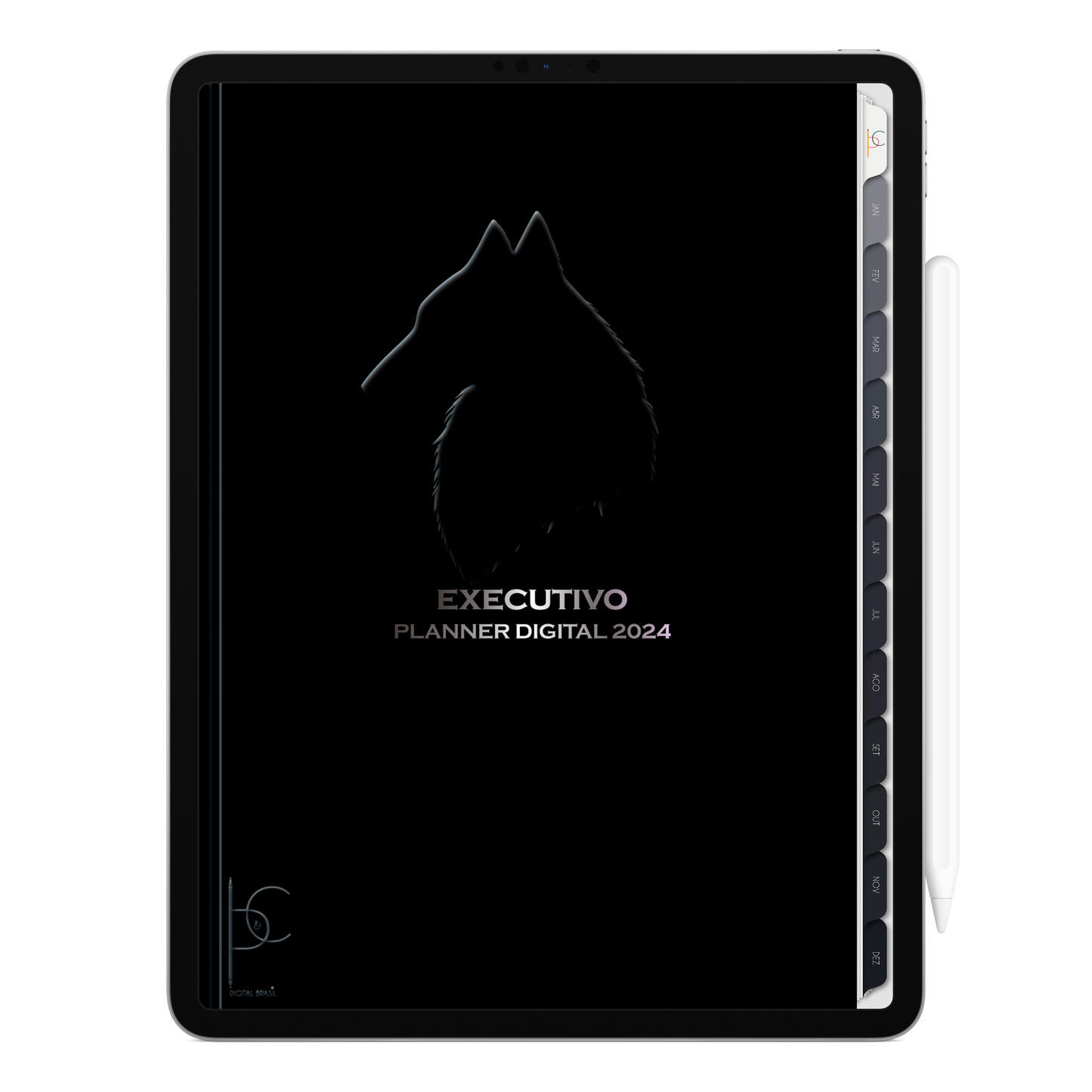 Planner Digital Vertical Executivo 2024 Lobo • Para iPad e Tablet Android • Download Instantâneo • Sustentável